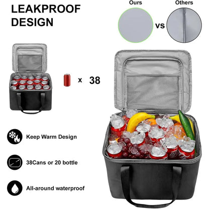 Car Trunk Organizer and Storage with Lid & Removable Leakproo Cooler Bag, Car Accories 6 Removable Dividers or Custom Space, Col