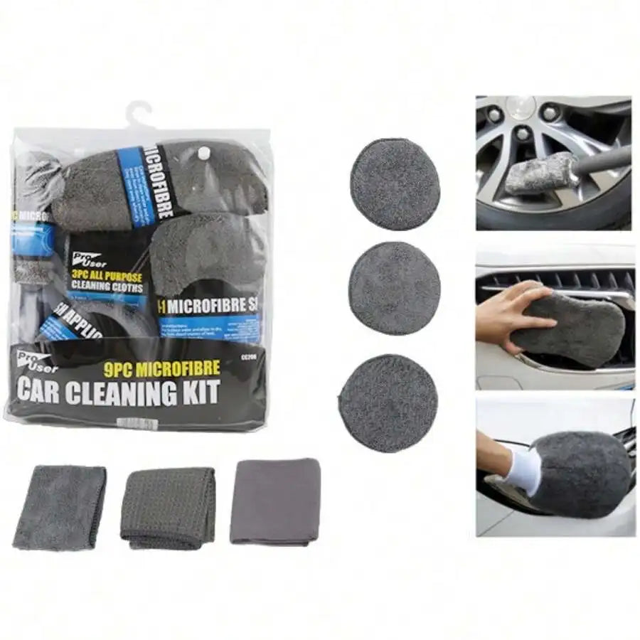 11PCS Car Cleaning Kit Microfiber Towels Sponge Mitt Brush for Detailing