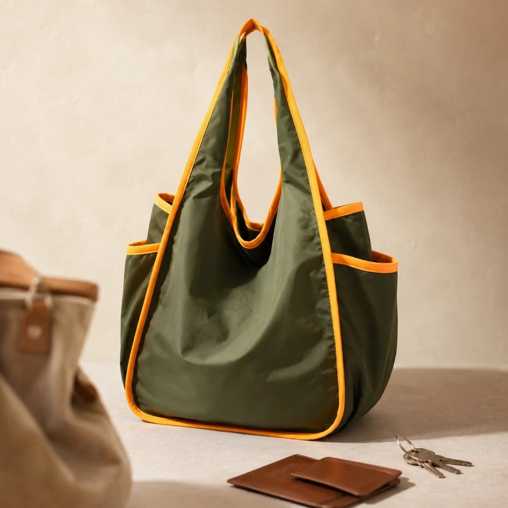 Reusable Drawstring Tote Bag for Shopping Travel and Grocery Lightweight Compact Eco Friendly and Foldable Design