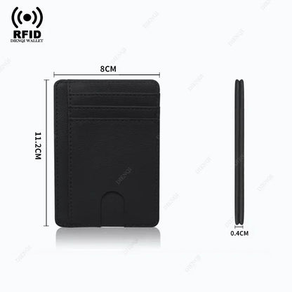 RFID Blocking Wallet Men ID Credit Card Holders Pu Leather Carbon Fiber Minimalist Wallets Male Thin Slim Smart Card Holder Case