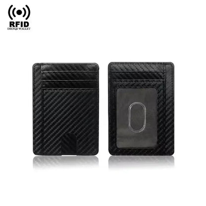 RFID Blocking Wallet Men ID Credit Card Holders Pu Leather Carbon Fiber Minimalist Wallets Male Thin Slim Smart Card Holder Case