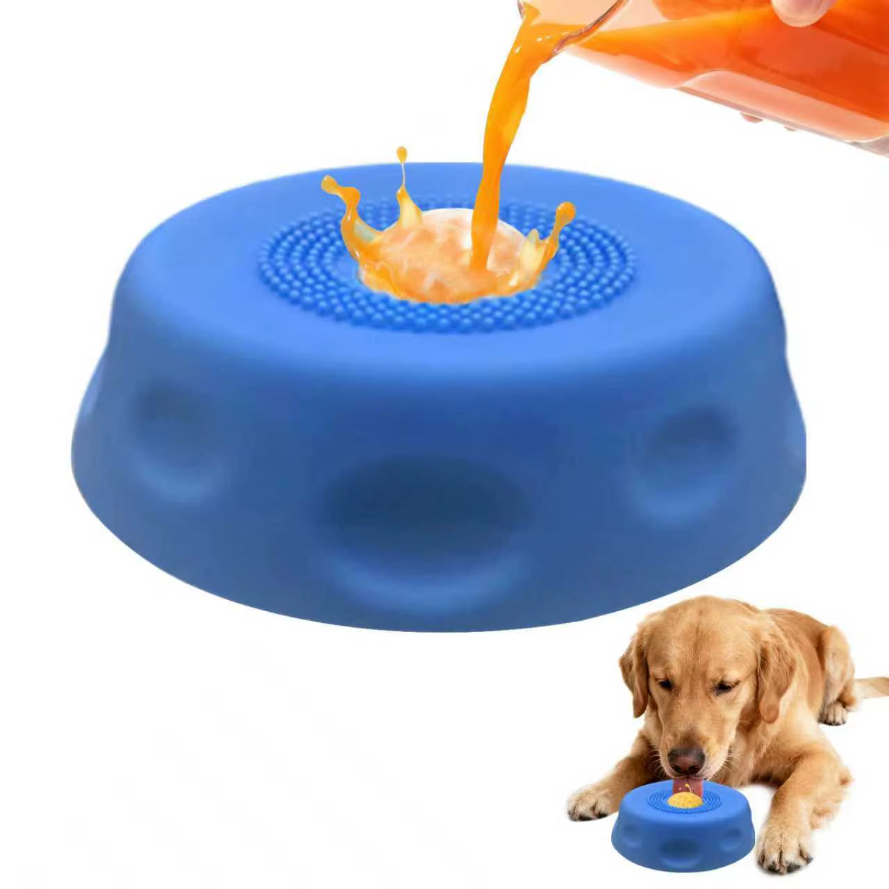 Slow Feeder Dog Bowls for Liquid Treat, Anti-Slip【Entertained Ball-In】 Bone Broth Dog Lick Bowl,Pet Licking Bowls