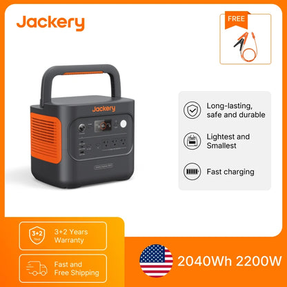 Explorer 2000 V2 with 12V Charging Cable,2200W Output and 2040Wh of Lifepo₄ (LFP) Capacity,5 Years Warranty