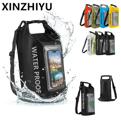 2L 5L Marine Dry Bag Waterproof PVC Bags Phone Touch Beach Canyoning Boating Diving Rafting Floating Kayaking Surf Shoulder Bag