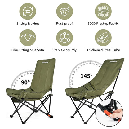High Back Moon Chair Camping Outdoor Fishing Folding Adjustable Lounge Chair Portable Picnic Garden Leisure Seat