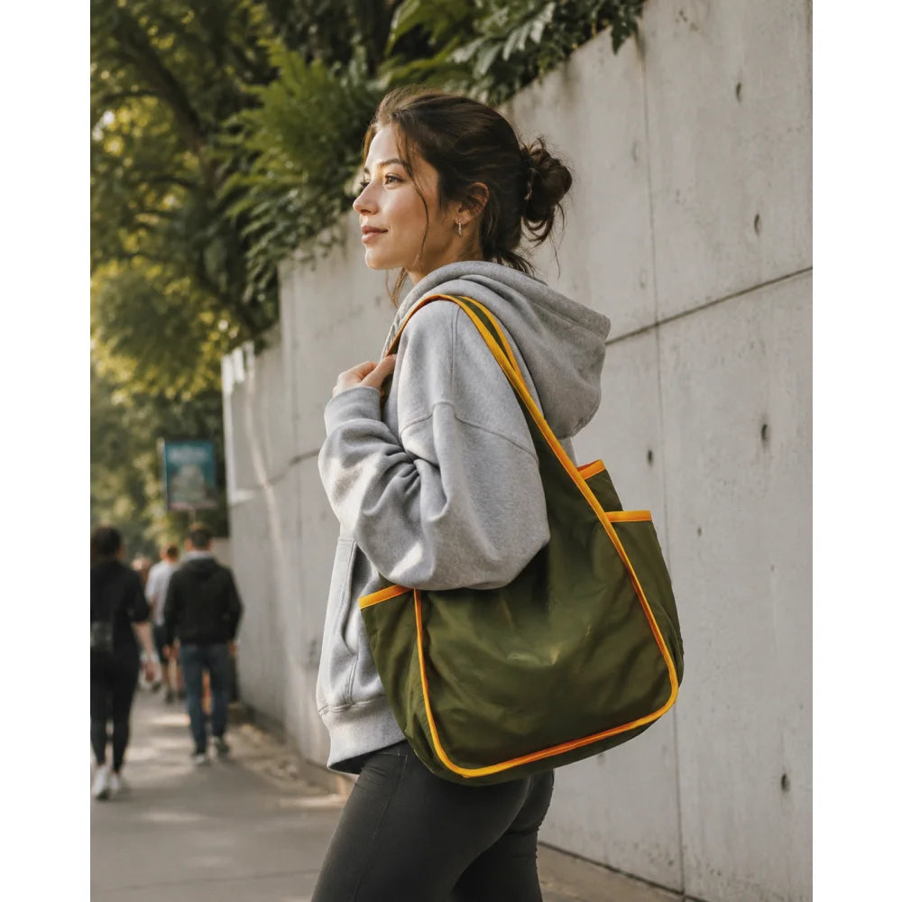 Reusable Drawstring Tote Bag for Shopping Travel and Grocery Lightweight Compact Eco Friendly and Foldable Design