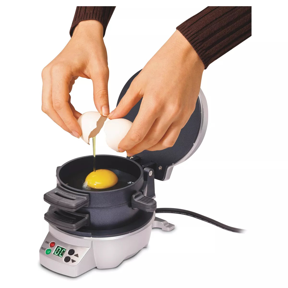 Hamilton Beach Breakfast Sandwich Maker with Timer - Dark Gray - 25478: Nonstick, Cool Touch Handle, 600W, Dishwasher-Safe