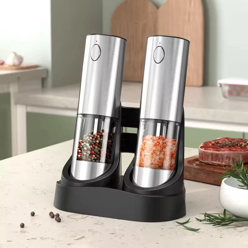 1Pc/2Pcs MINI USB Rechargeable Automatic Pepper Grinder Adjustable Coarseness Salt and Pepper Mill for Kitchen Spice Grinder