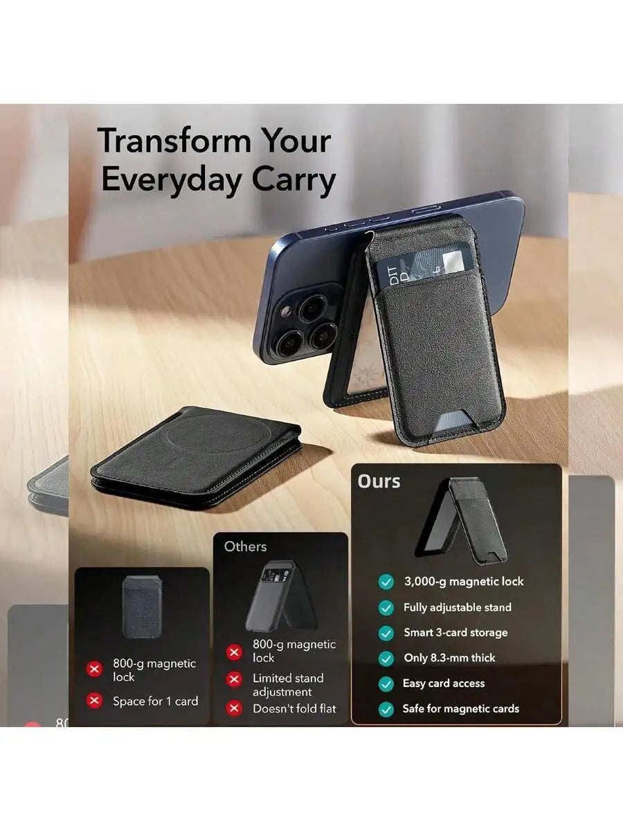 Magnetic Wallet Case with Card Holder and Stand for Iphone 16 15 14 13 12 Series PU Leather Black