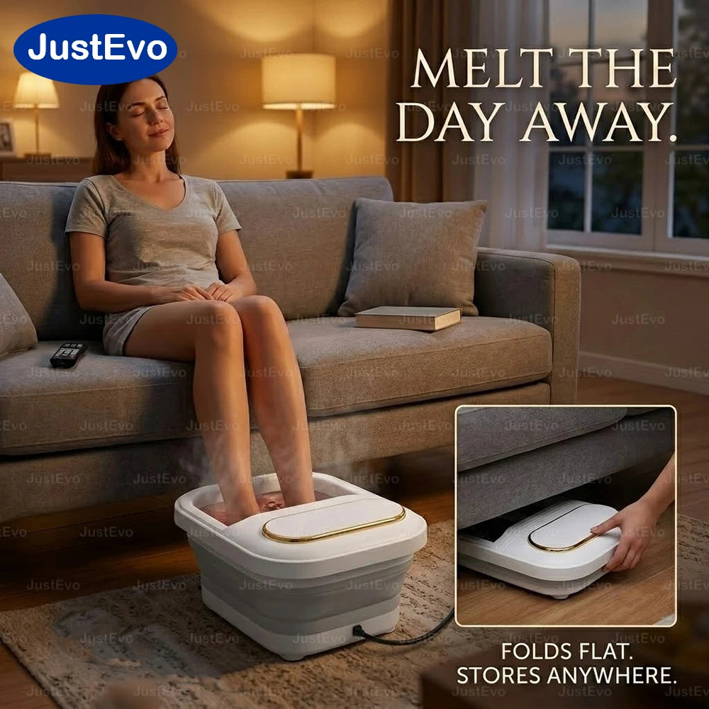 Collapsible Foot Spa Bath Massager with Heat and Bubbles, Foldable Foot Soaking Tub Constant Temperature, Pedicure Basin with Massage Rollers