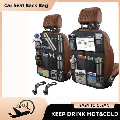 Multifunctional Car Seat Storage Organizer Oxford Fabric Multi Pocket Back Seat Bag with Touch Screen Tablet Holder for Vehicle