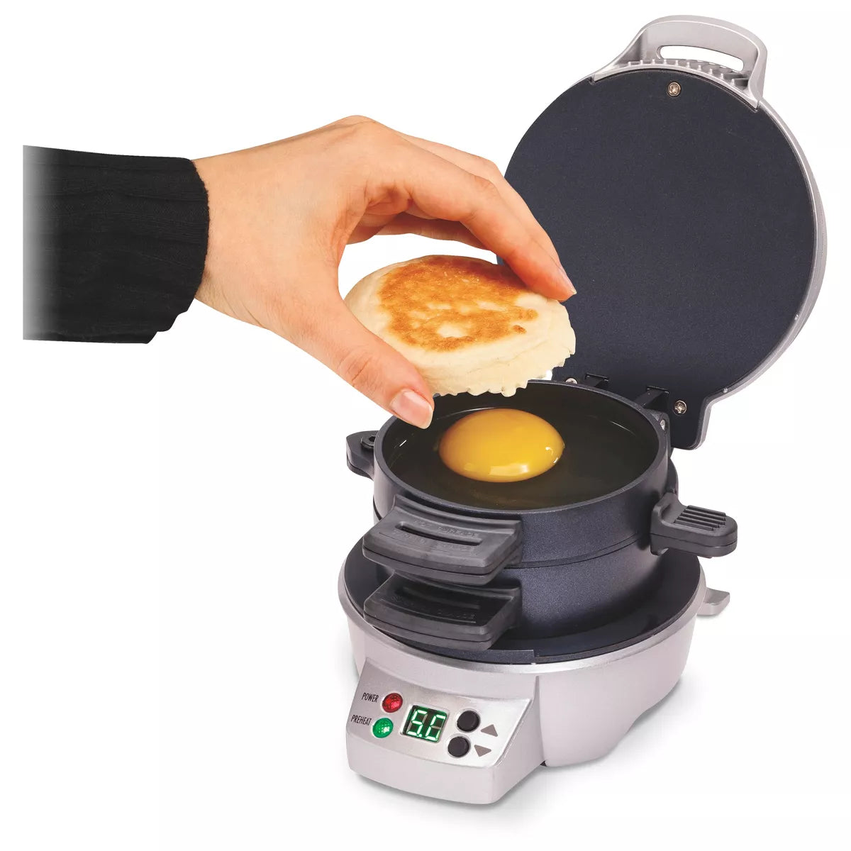 Hamilton Beach Breakfast Sandwich Maker with Timer - Dark Gray - 25478: Nonstick, Cool Touch Handle, 600W, Dishwasher-Safe