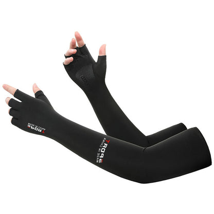 Sun-Protective Arm Sleeves Cooling Cover Summer UV Sun Protection Riding Sleeves Thin Ice Silk Gloves Outdoor Running Cycling