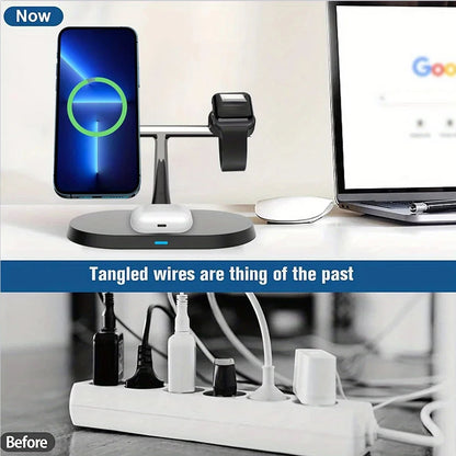 30W 3 in 1 Magnetic Wireless Charger Stand Fast Charging Dock Station for Iphone14/15/16/17Pro Max Apple Watch 8 7 6 Airpods Pro