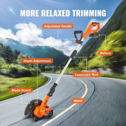 20V Battery Powered Cordless Lawn Edger with 9" Blade and 3-Position Depth Adjustment Edger Lawn Tool with Battery and Charger