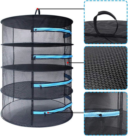 Herb Drying Rack 2Ft 4 Layer, Cannabis Drying Rack Hanging W/Blue Zipper,Garden Scissor Include