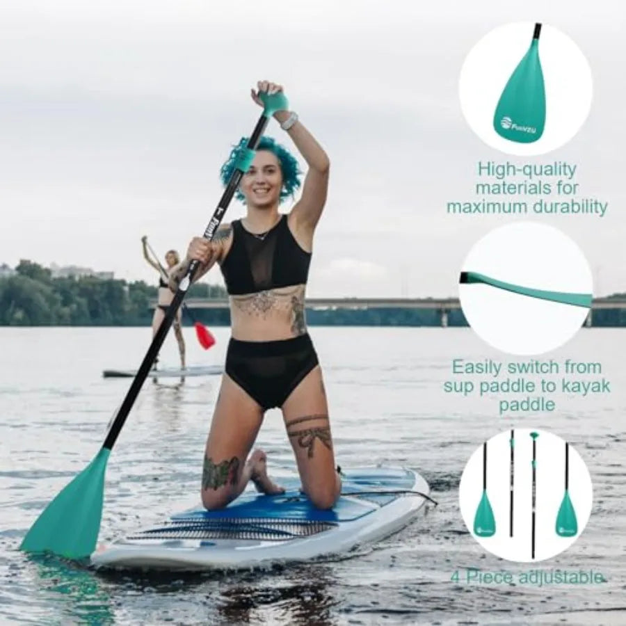 SUP Paddle, Stand up Paddle Board Paddle Lightweight Adjustable 4-Piece Aluminium Kayak Paddles, Unique Lock Design Floating Al