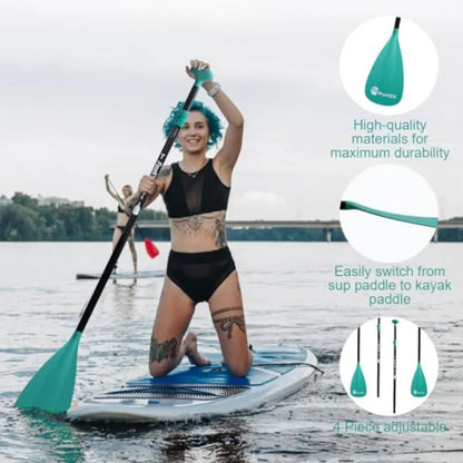 SUP Paddle, Stand up Paddle Board Paddle Lightweight Adjustable 4-Piece Aluminium Kayak Paddles, Unique Lock Design Floating Al