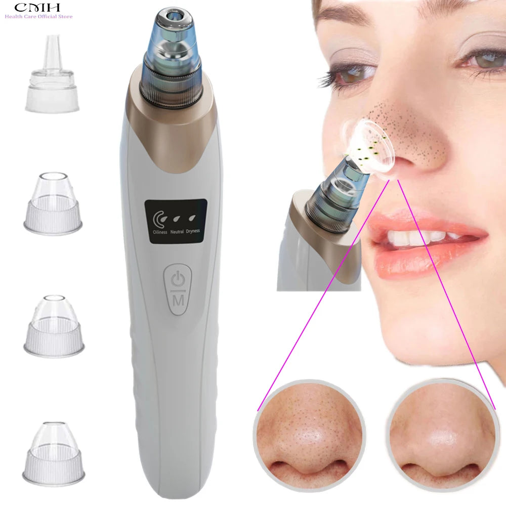Blackhead Remover Vacuum Pore Cleaner Multi Suction Heads Adjustable Suction USB Rechargeable Deep Cleansing Skin Tool Gifts