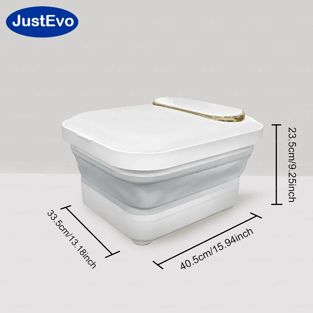 Collapsible Foot Spa Bath Massager with Heat and Bubbles, Foldable Foot Soaking Tub Constant Temperature, Pedicure Basin with Massage Rollers
