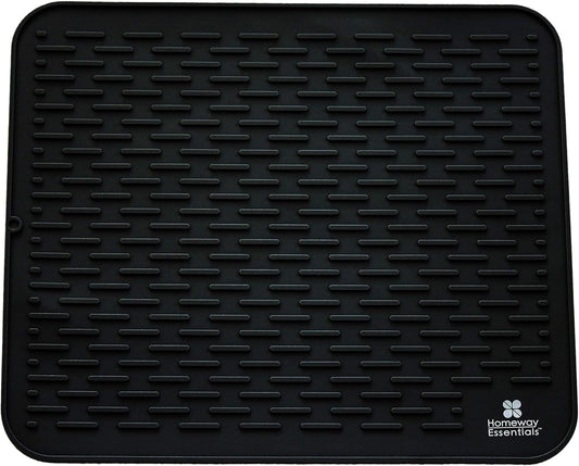 Silicone Dish Drying Mat - 21 X 18 - Extra Large Dish Drying Mat, Counter Top Mat, Dish Draining Mat, Sink Mat, Large Silicone Trivet (EXTRA LARGE, BLACK)