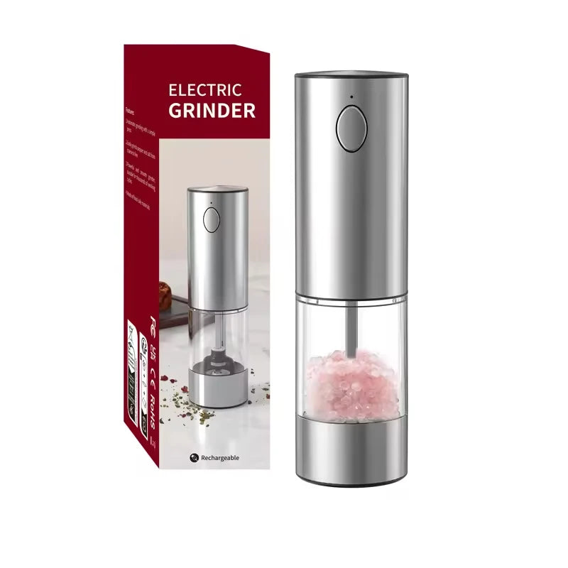 1Pc/2Pcs MINI USB Rechargeable Automatic Pepper Grinder Adjustable Coarseness Salt and Pepper Mill for Kitchen Spice Grinder