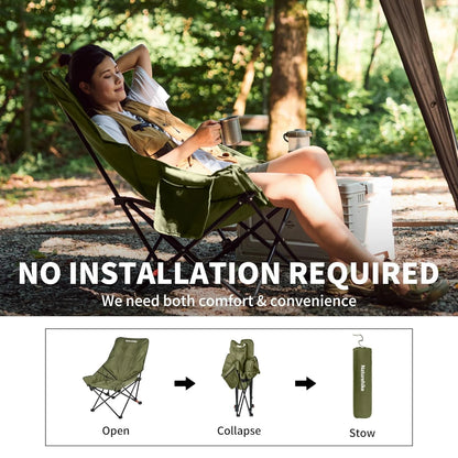 High Back Moon Chair Camping Outdoor Fishing Folding Adjustable Lounge Chair Portable Picnic Garden Leisure Seat