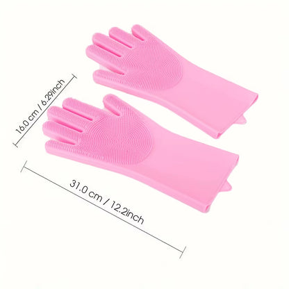 Pet Bathing Glove - Silicone Scrubber Mitt for Dogs & Cats, Massage & Deshedding, Waterproof, Bite-Resistant (Blue/Pink)